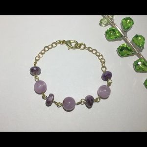 Kunzite and purple moonstone bracelet